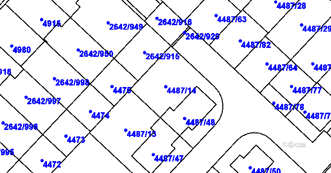 Parcela st. 4487/14 v KÚ Kuřim, Katastrální mapa