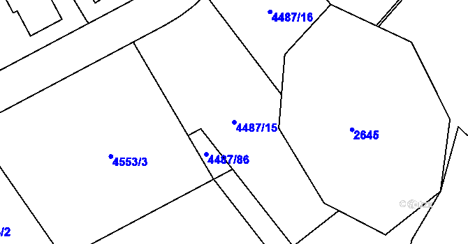 Parcela st. 4487/15 v KÚ Kuřim, Katastrální mapa