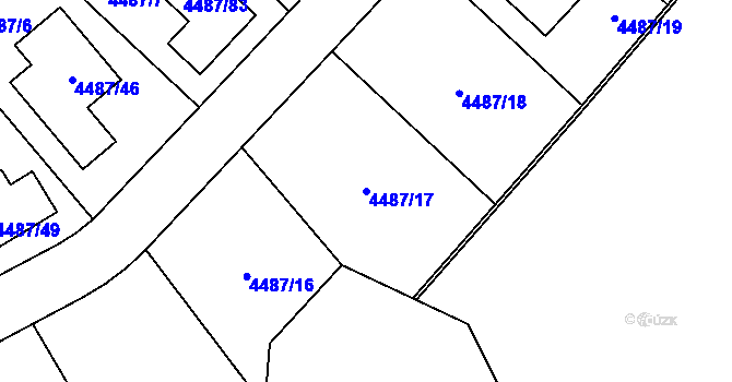 Parcela st. 4487/17 v KÚ Kuřim, Katastrální mapa