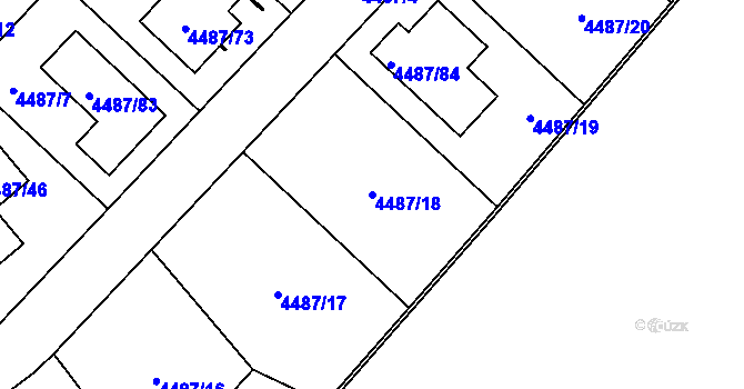 Parcela st. 4487/18 v KÚ Kuřim, Katastrální mapa