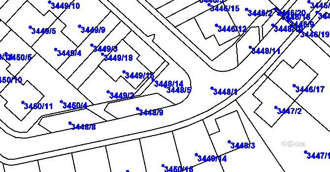 Parcela st. 3448/5 v KÚ Kuřim, Katastrální mapa