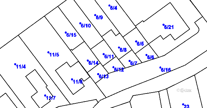 Parcela st. 6/11 v KÚ Kuřim, Katastrální mapa