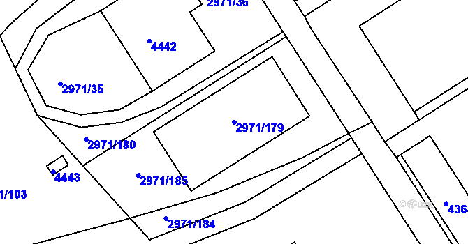 Parcela st. 2971/179 v KÚ Kuřim, Katastrální mapa
