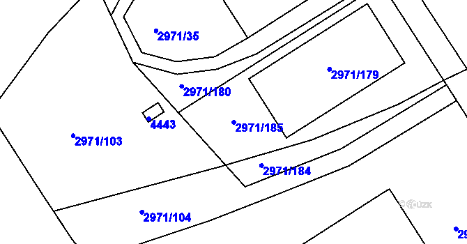 Parcela st. 2971/185 v KÚ Kuřim, Katastrální mapa