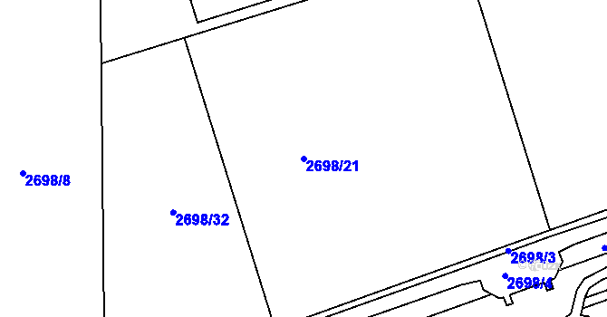 Parcela st. 2698/21 v KÚ Kuřim, Katastrální mapa