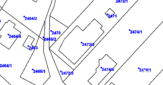Parcela st. 2472/3 v KÚ Kuřim, Katastrální mapa