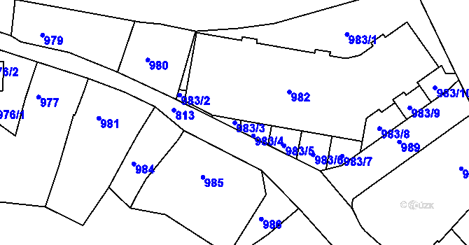 Parcela st. 983/3 v KÚ Kuřim, Katastrální mapa