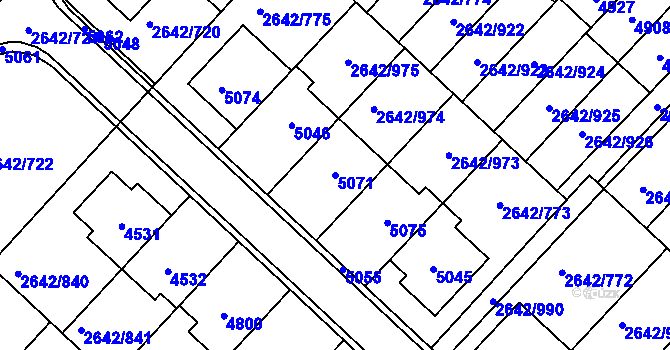 Parcela st. 5071 v KÚ Kuřim, Katastrální mapa