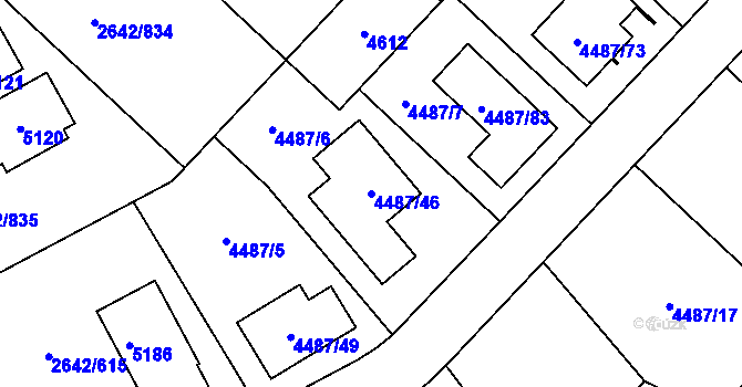 Parcela st. 4487/46 v KÚ Kuřim, Katastrální mapa