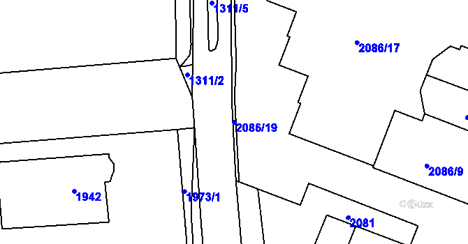 Parcela st. 2086/19 v KÚ Kuřim, Katastrální mapa
