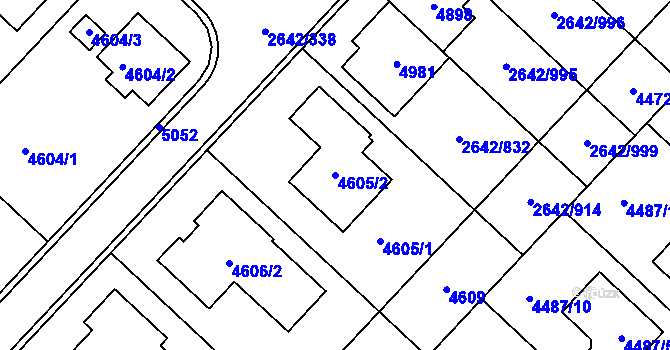 Parcela st. 4605/2 v KÚ Kuřim, Katastrální mapa