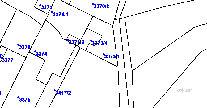 Parcela st. 3373/1 v KÚ Kuřim, Katastrální mapa