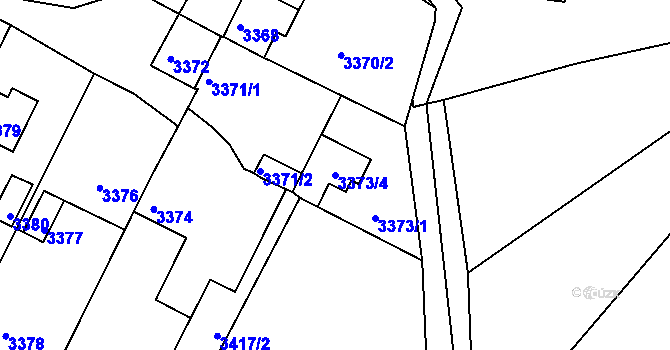 Parcela st. 3373/4 v KÚ Kuřim, Katastrální mapa