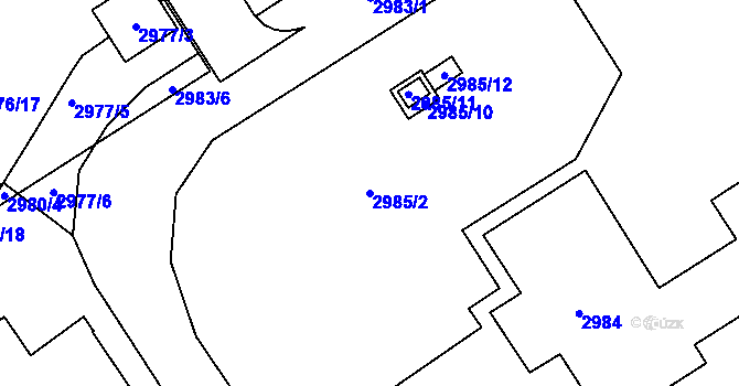 Parcela st. 2985/2 v KÚ Kuřim, Katastrální mapa
