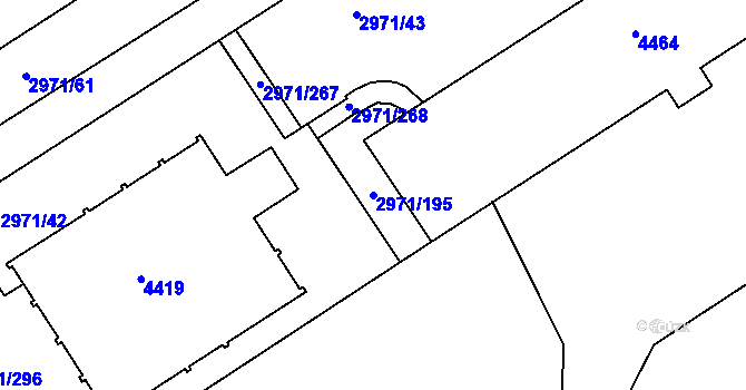Parcela st. 2971/195 v KÚ Kuřim, Katastrální mapa