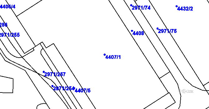 Parcela st. 4407/1 v KÚ Kuřim, Katastrální mapa