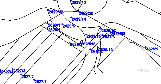 Parcela st. 2629/18 v KÚ Kuřim, Katastrální mapa