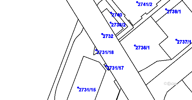 Parcela st. 2731/18 v KÚ Kuřim, Katastrální mapa