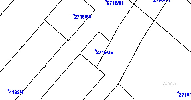 Parcela st. 2716/36 v KÚ Kuřim, Katastrální mapa