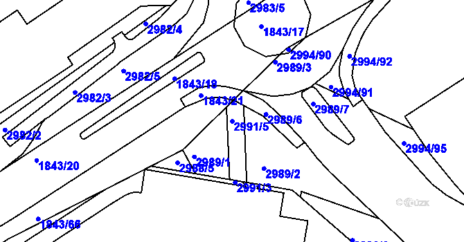Parcela st. 2991/5 v KÚ Kuřim, Katastrální mapa
