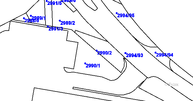 Parcela st. 2990/2 v KÚ Kuřim, Katastrální mapa