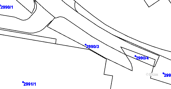 Parcela st. 2990/3 v KÚ Kuřim, Katastrální mapa