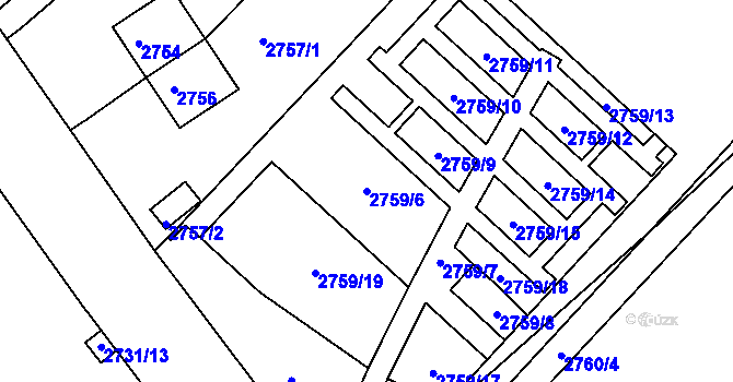 Parcela st. 2759/6 v KÚ Kuřim, Katastrální mapa