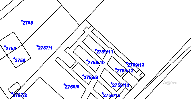 Parcela st. 2759/11 v KÚ Kuřim, Katastrální mapa