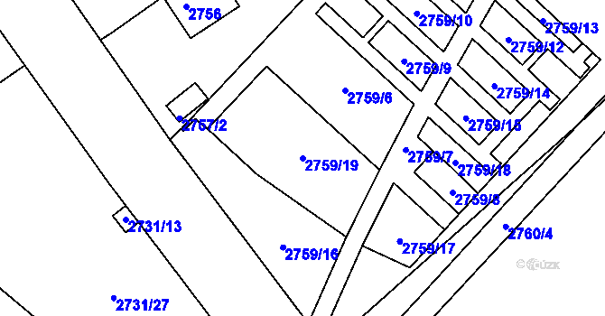 Parcela st. 2759/19 v KÚ Kuřim, Katastrální mapa