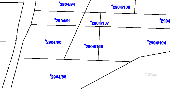 Parcela st. 2904/138 v KÚ Kuřim, Katastrální mapa