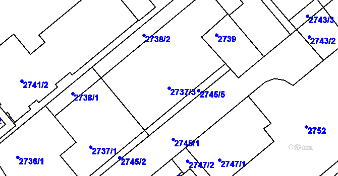 Parcela st. 2737/3 v KÚ Kuřim, Katastrální mapa