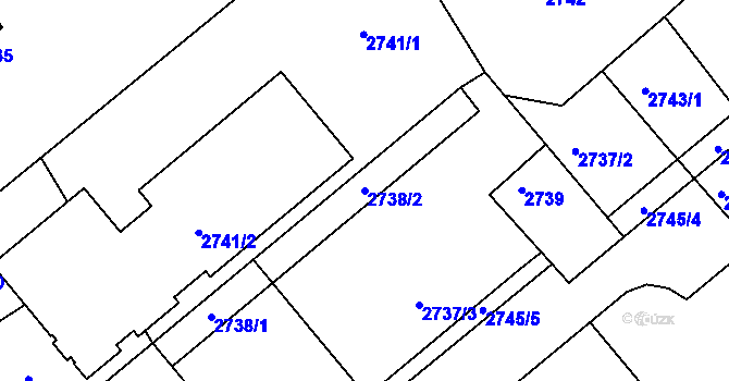 Parcela st. 2738/2 v KÚ Kuřim, Katastrální mapa