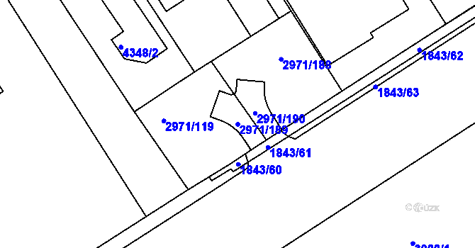Parcela st. 2971/189 v KÚ Kuřim, Katastrální mapa