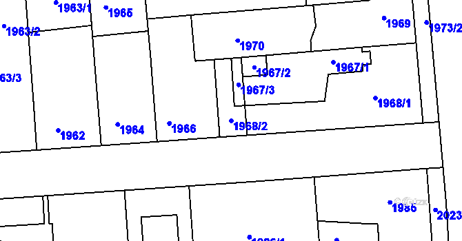 Parcela st. 1968/2 v KÚ Kuřim, Katastrální mapa