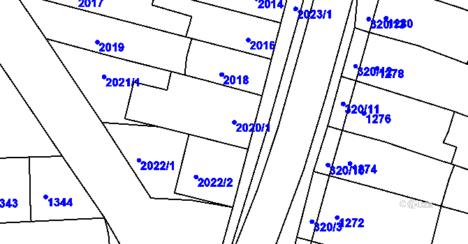 Parcela st. 2020/1 v KÚ Kuřim, Katastrální mapa