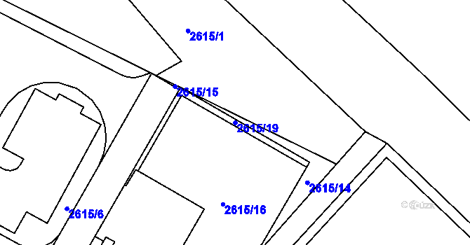 Parcela st. 2615/19 v KÚ Kuřim, Katastrální mapa