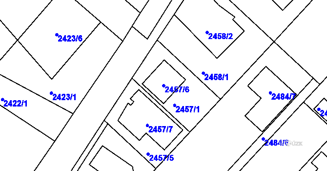 Parcela st. 2457/6 v KÚ Kuřim, Katastrální mapa