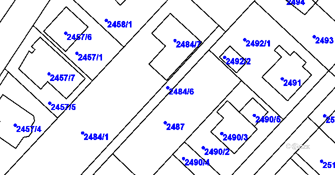 Parcela st. 2484/6 v KÚ Kuřim, Katastrální mapa