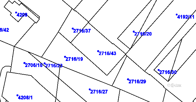 Parcela st. 2716/43 v KÚ Kuřim, Katastrální mapa
