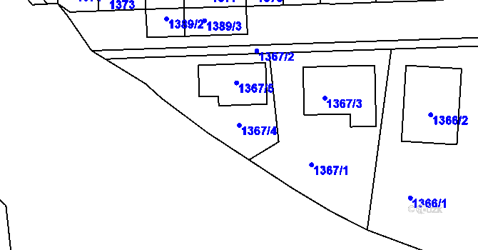 Parcela st. 1367/4 v KÚ Kuřim, Katastrální mapa