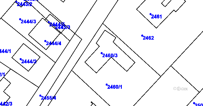 Parcela st. 2460/3 v KÚ Kuřim, Katastrální mapa