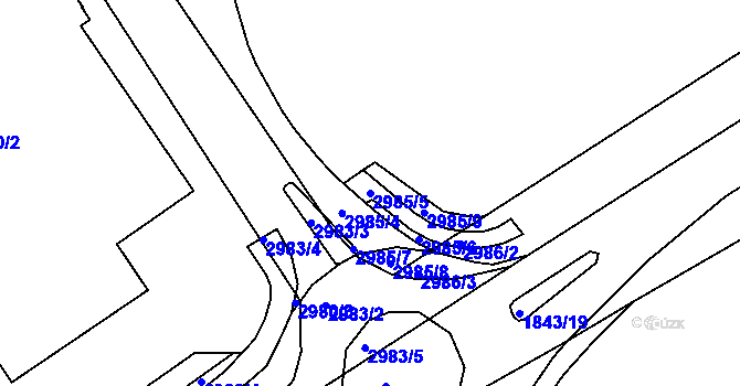Parcela st. 2985/5 v KÚ Kuřim, Katastrální mapa