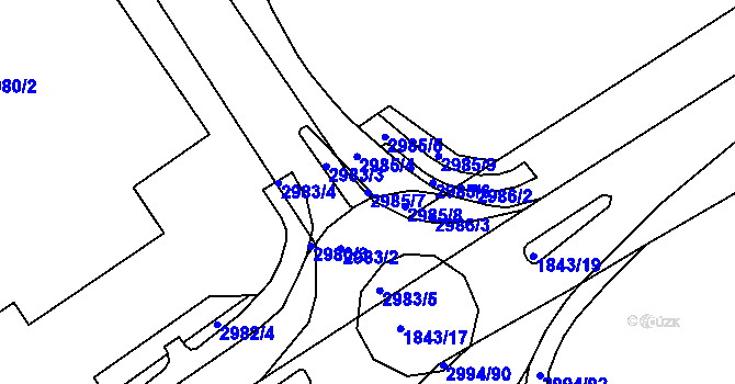 Parcela st. 2985/7 v KÚ Kuřim, Katastrální mapa