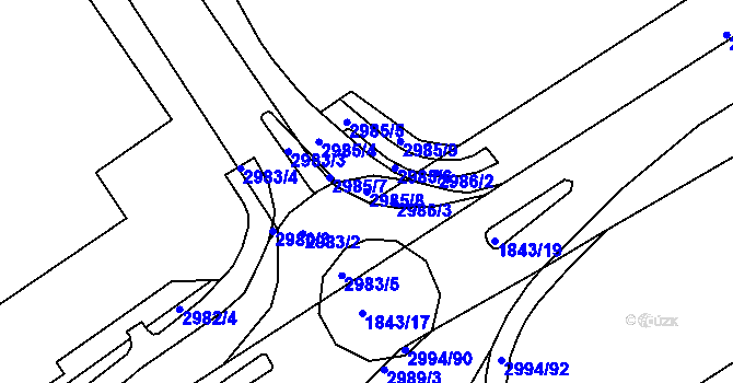 Parcela st. 2985/8 v KÚ Kuřim, Katastrální mapa