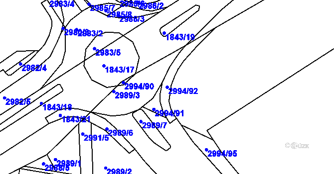 Parcela st. 2994/92 v KÚ Kuřim, Katastrální mapa
