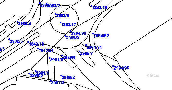Parcela st. 2994/91 v KÚ Kuřim, Katastrální mapa