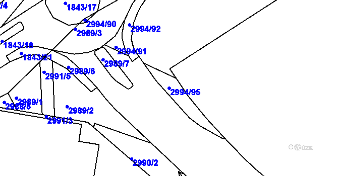 Parcela st. 2994/95 v KÚ Kuřim, Katastrální mapa