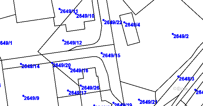 Parcela st. 2649/15 v KÚ Kuřim, Katastrální mapa