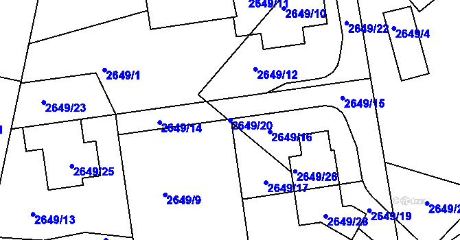 Parcela st. 2649/20 v KÚ Kuřim, Katastrální mapa
