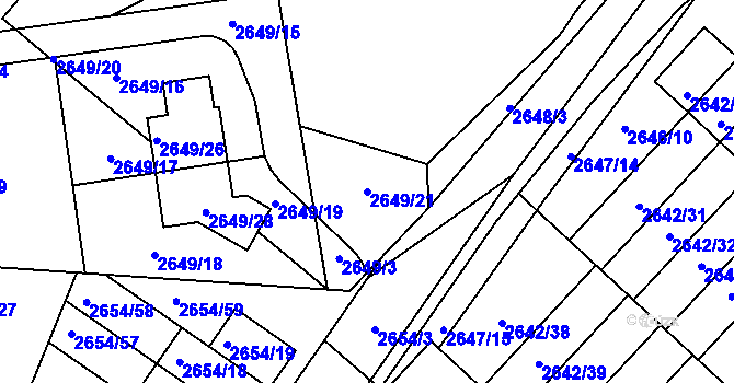 Parcela st. 2649/21 v KÚ Kuřim, Katastrální mapa